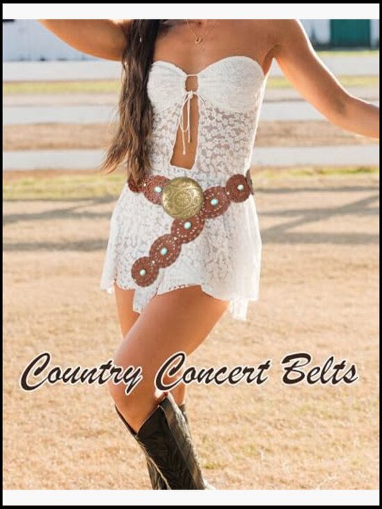 Western Disc Belt Turquoise Accent Boho Cowgirl Wide Leather Belt Hook Closure main image 5